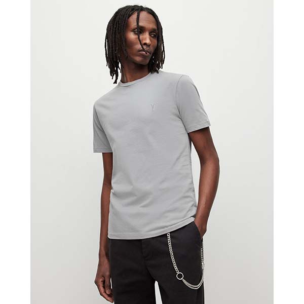 Allsaints Australia Mens Brace Crew Brushed Cotton T-Shirt Grey AU93-765